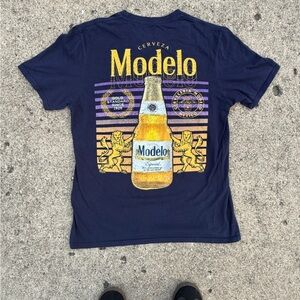 ModelCo Blue Short Sleeve Tee Retro Graphic